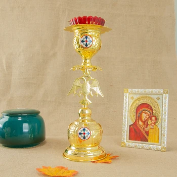 Orthodoxe Kirche Glorious Vigil Lampe Vergoldeter Kerzenhalter Idealer Religionsartikel Tischkerzenständer
