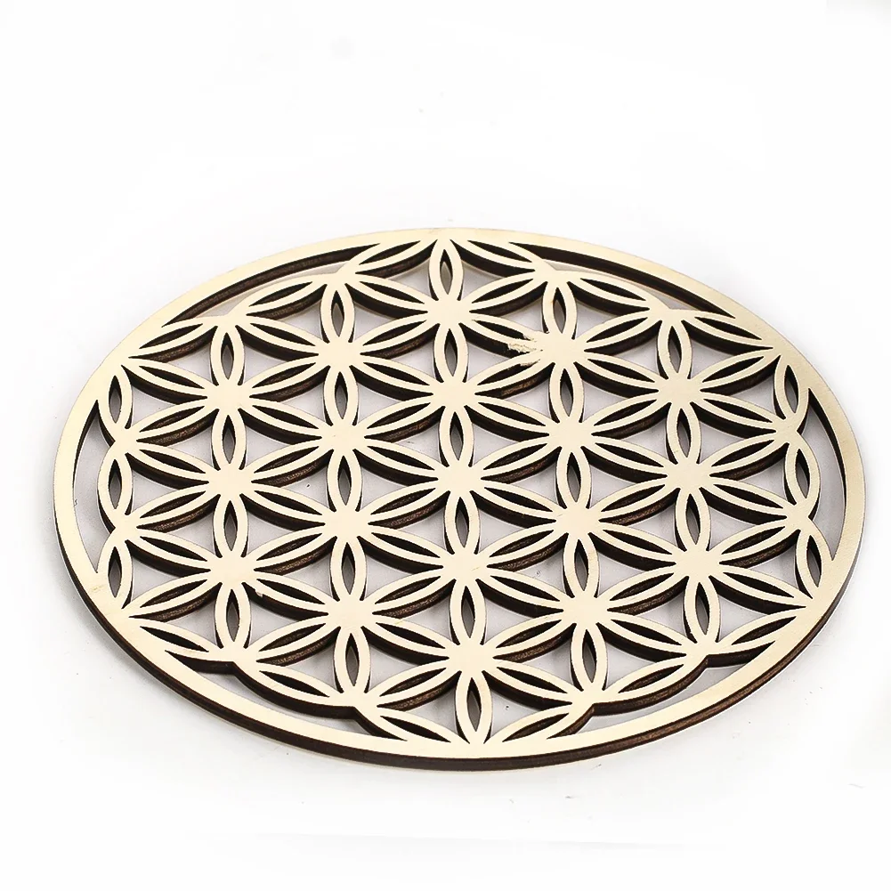 20 cm hölzerne Blume des Lebens Wandschild zum Aufhängen, Chakra-Kristall-Gitterbrett, heilige Geometrie