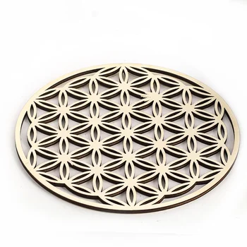 20 cm hölzerne Blume des Lebens Wandschild zum Aufhängen, Chakra-Kristall-Gitterbrett, heilige Geometrie