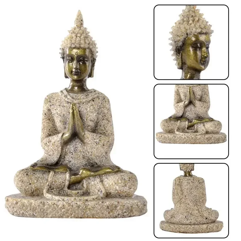 Sandstein-Buddha-Statue, sitzende Meditation, Buddha-Skulptur – Bild 6