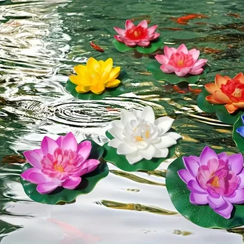 Lotus Künstliche Blume Schwimmende Gefälschte Lotus Pflanze Lebensechte Seerose Micro Landschaft (6 Stück)