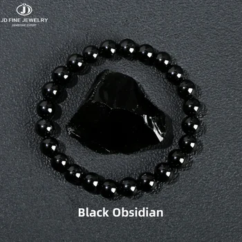 JD Natürliche Schwarze Obsidian Armbänder Fett Relief Fördern Die Durchblutung Anti Angst Gewicht Verlust