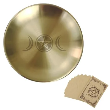Pentagramm-Altar-Ritual, brennender Halter, Platte, Edelstahl, langlebige Altarschüssel, 14 cm