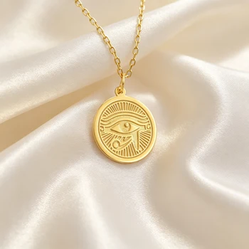 Kkjoy Horusauge Anhänger Halskette Edelstahl Altägyptisches Amulett Halskette Mystisches Symbol Schmuck