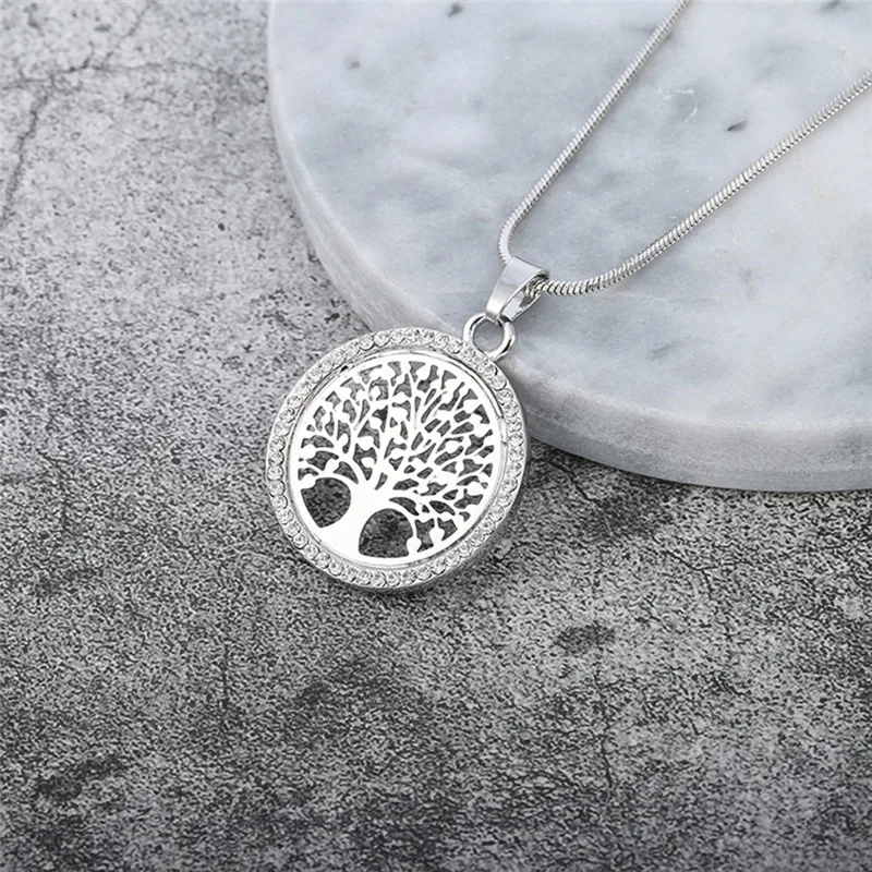 Feine 925 Sterling Silber Lebensbaum-Kristall-Zirkon-Anhänger-Halsketten für Frauen und Mädchen