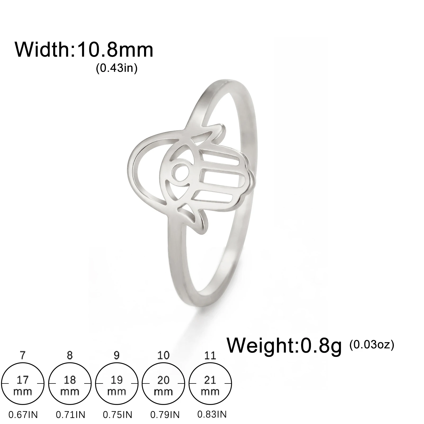 Skyrim Hamsa Hand Evil Eye Ring Edelstahl Amulett Hand von Fatima Fingerringe Vintage Frauen Schmuck