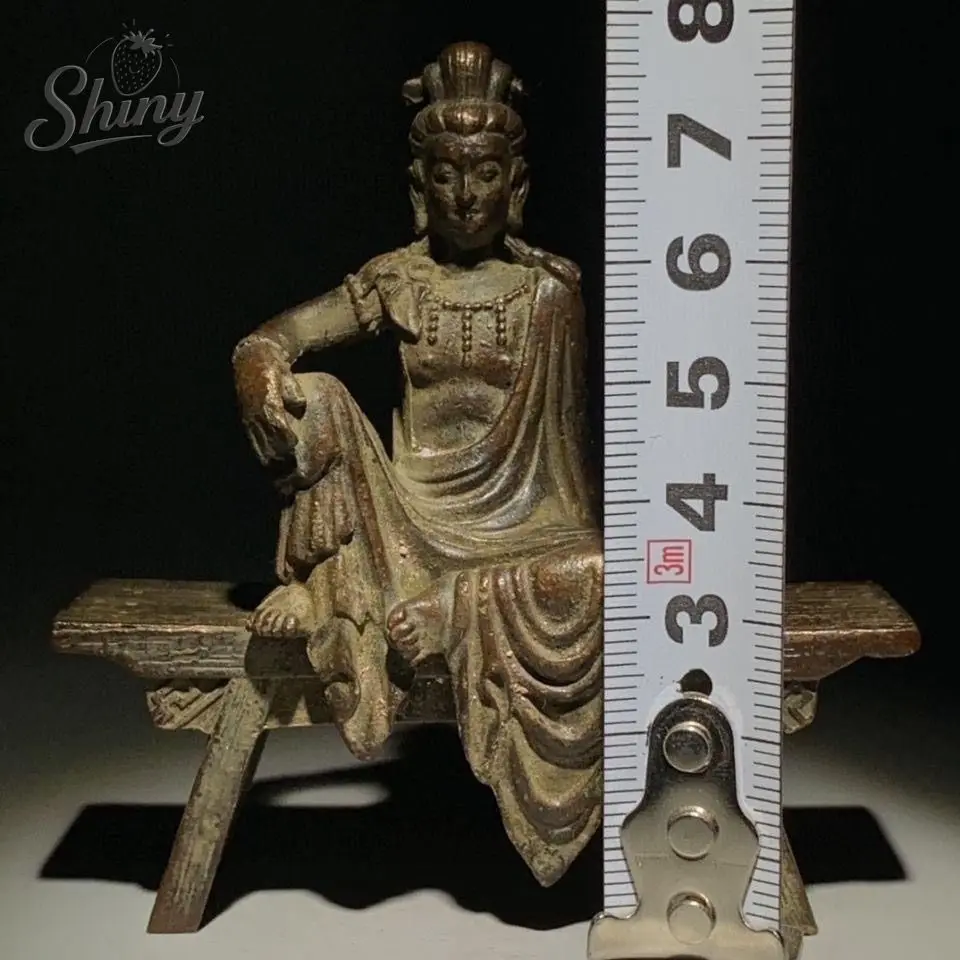 Avalokiet Strangervara Guanyin Bodhisattva Statue, antike Bank – Bild 3