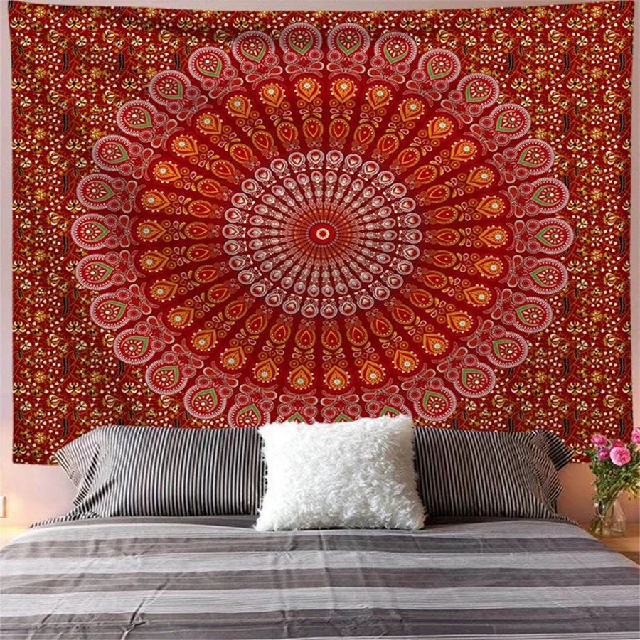 Indischer Mandala Wandbehang Wandteppich Boho Wandtuch Wandteppiche – Bild 4