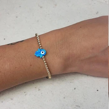 Vlen Hamsa Hand Evil Eye Armband für Frauen, Schutz, Glück, Geschenk, modischer, 18 Karat vergoldeter