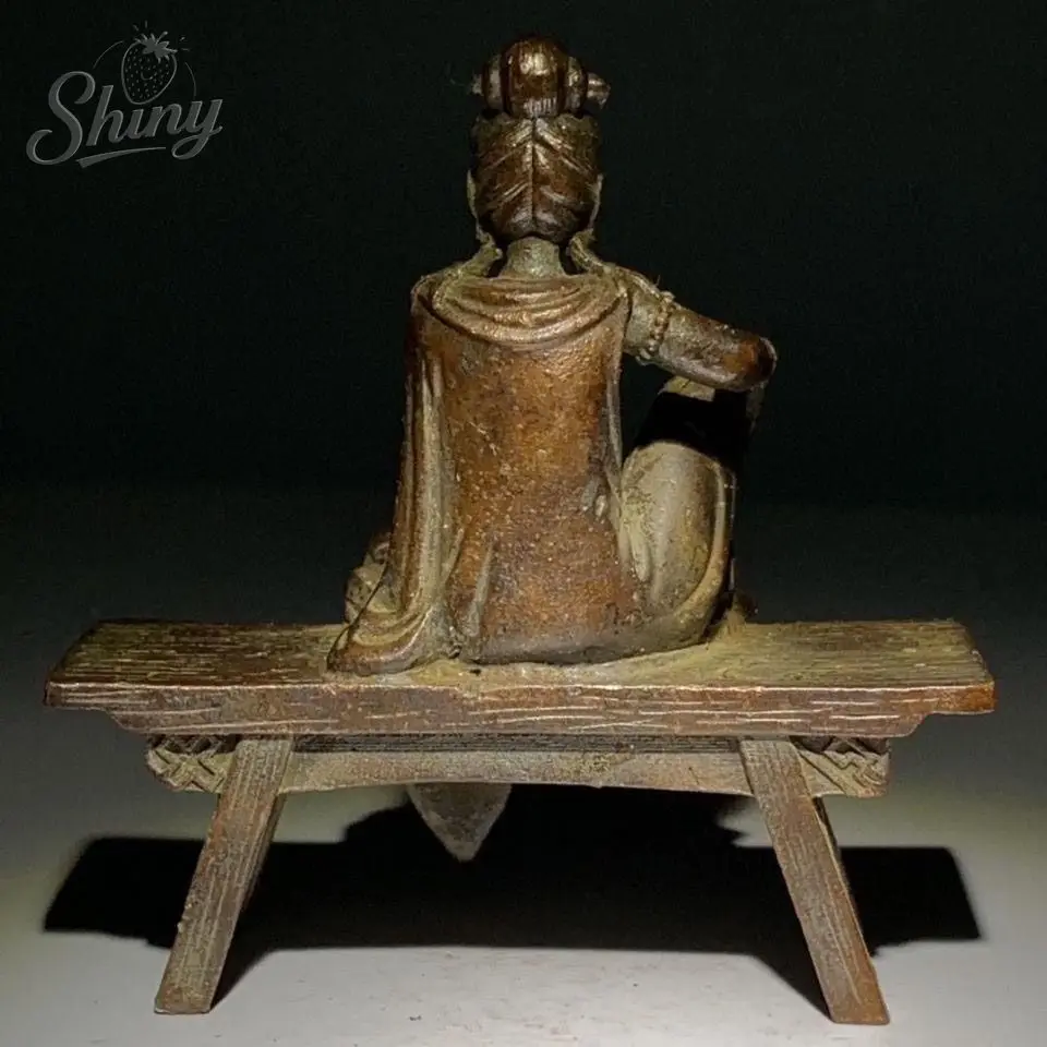 Avalokiet Strangervara Guanyin Bodhisattva Statue, antike Bank – Bild 2