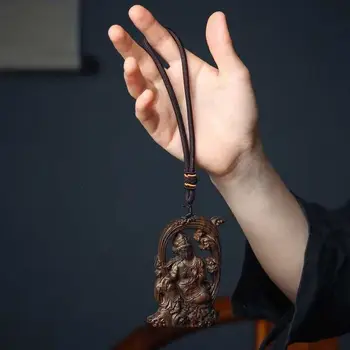 Shiyin Bodhisattva Skulptur Buddha Auto Holzgriff Anhänger Shuiyue Guanyin ausgehöhlte Bodhisattva