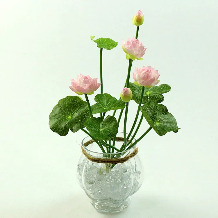 Kleine Mini-Lotus-Kunstblume, Seerose, grüne Topfpflanzen, Weihnachten, Balkon, Zuhause, Raumdekoration