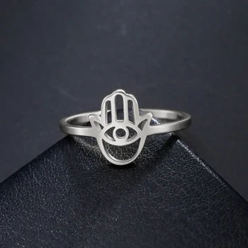 Skyrim Hamsa Hand Evil Eye Ring Edelstahl Amulett Hand von Fatima Fingerringe Vintage Frauen Schmuck