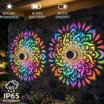 Solar-Mandala-Sonnenblumen-Projektor Wandleuchte für Außenbereich Gartendekoration Landschaftsbeleuchtung