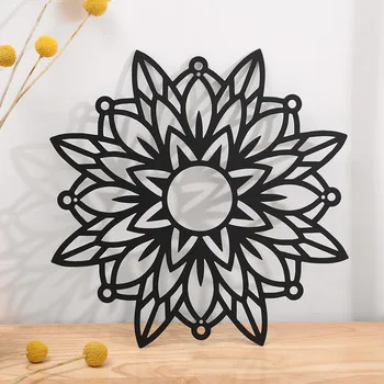 Wildblume Mandala Metall Wandbehang Zeichen Blume Silhouette Indoor Outdoor Dekor moderne Schlafzimmer