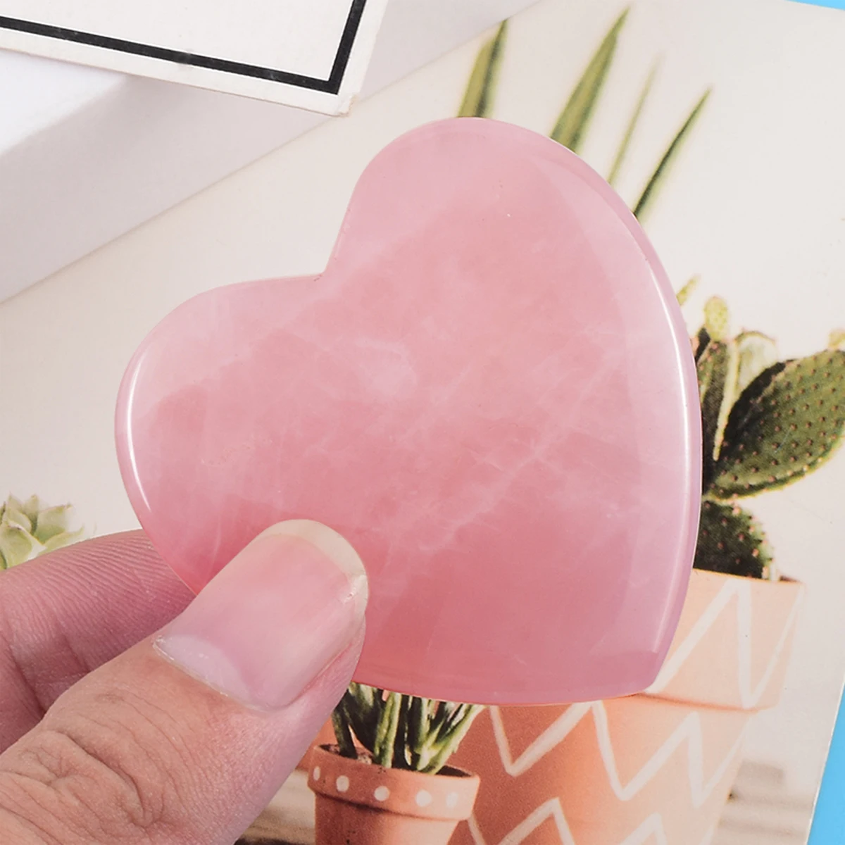 6cm Rose Quarz Guasha Board Herz Rosa Kristalle Stein Geschenke Natürlichen Quarz Liebe Kristall Wohnkultur