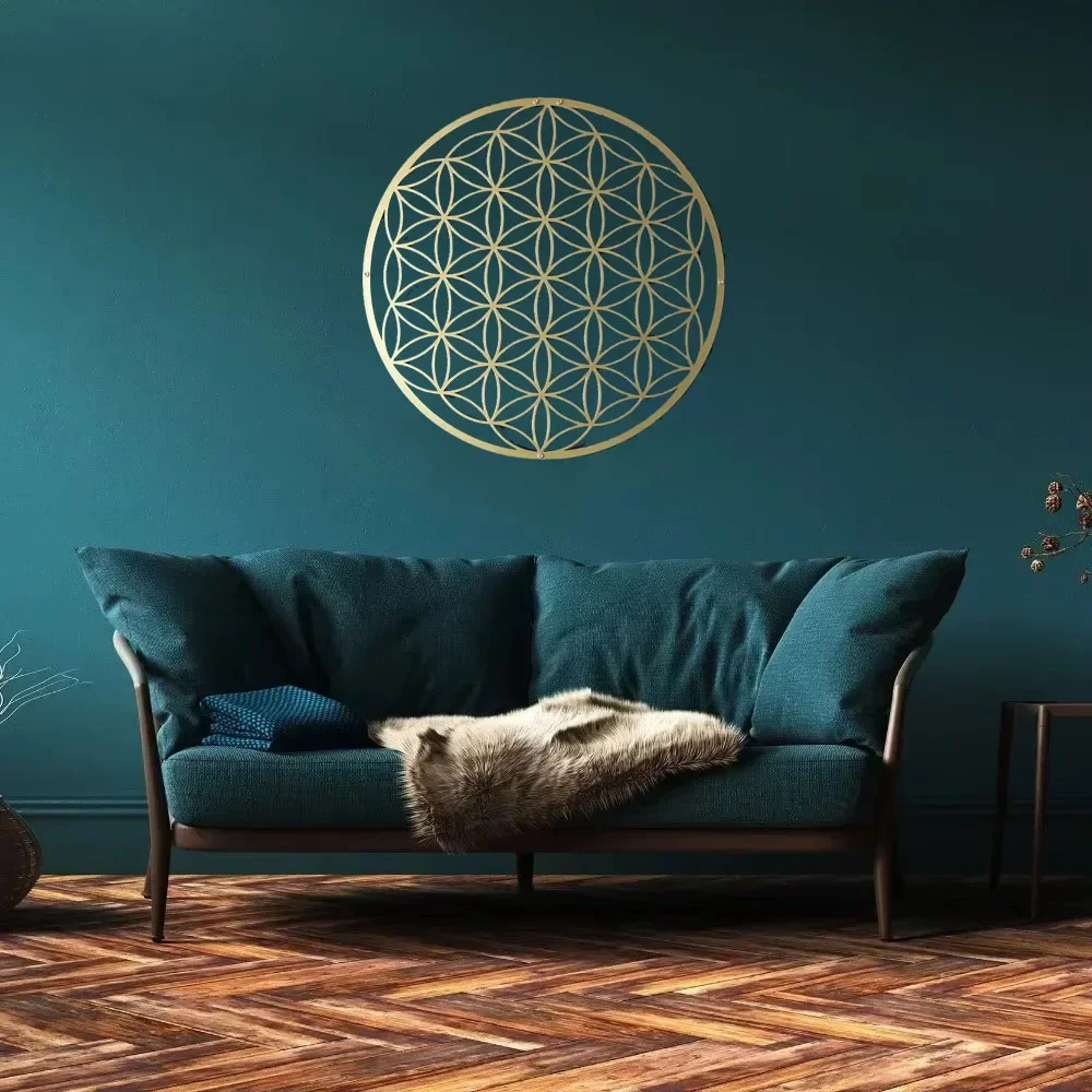 Ramadan&Eid Spezielle Blume des Lebens Metall-Wandkunst für Schlafzimmer- und Wohnzimmerdekoration
