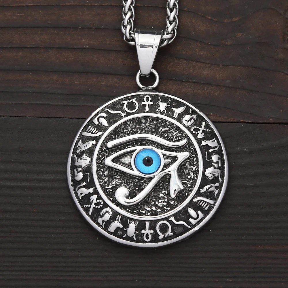 Vintage Auge von Horus Anhänger Halskette für Männer Frauen Edelstahl Persönlichkeit Punk religiösen Schmuck