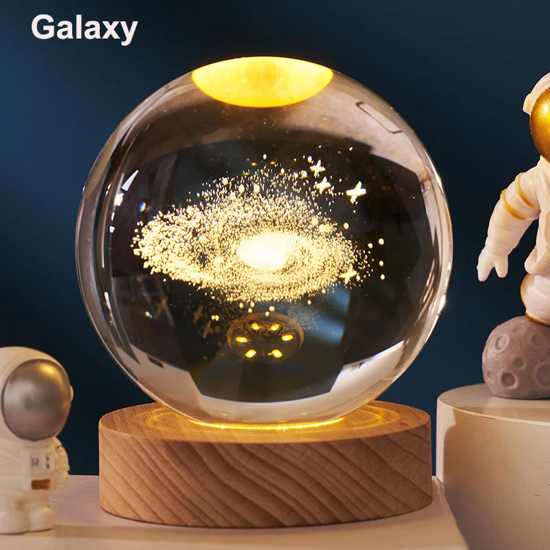 GGbingo 6cm Kristallkugel-Dekoration Astronomie Sonnensystem Planeten Mond Astronaut LED-Kugeln Heimdekoration