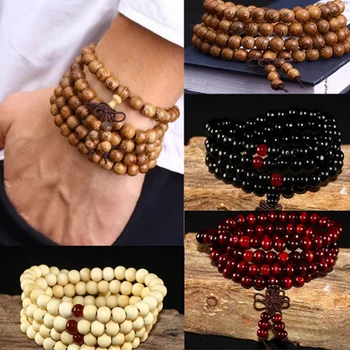 Natürliches Sandelholz-Armband für Männer, buddhistischer Buddha, Meditation, Perlenarmband für Frauen, Gebet