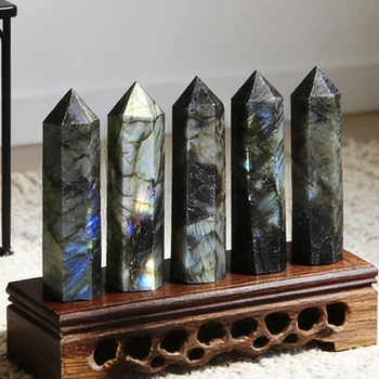 Natürlicher Labradorit Einzelspitzen-Obelisk | Polierte Kristallspitze für Energie, Intuition & Mystische