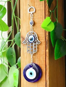Türkischer blauer böser Blick Wandbehang Anhänger Amulett Glücksbringer Segen Schutz Geschenk Hamsa Hand Blume
