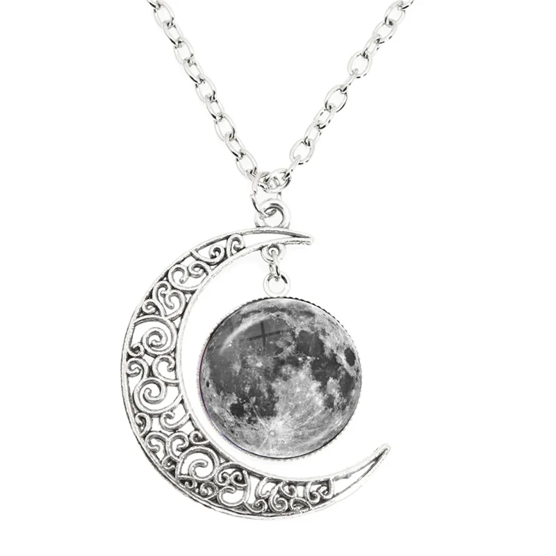 Phase des Mondes Halskette handgemachte Glaskuppel Vollmond Mondfinsternis Halskette Anhänger Schmuck Geschenk