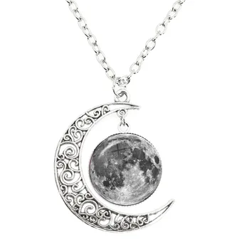 Phase des Mondes Halskette handgemachte Glaskuppel Vollmond Mondfinsternis Halskette Anhänger Schmuck Geschenk