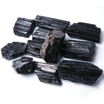 Natürlicher schwarzer Turmalinkies, rohes Erz, unregelmäßiges Kristallmineralprobe, Reiki-, roher Stein