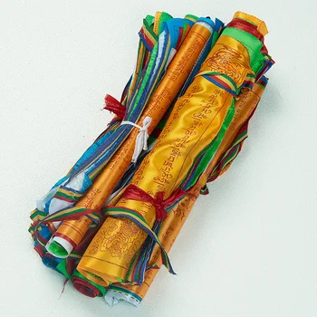2026 Religiöse tibetisch-buddhistische Gebetsfahnen aus Kunstseide mit Farbdruck, Tibet Lung Ta Schriften