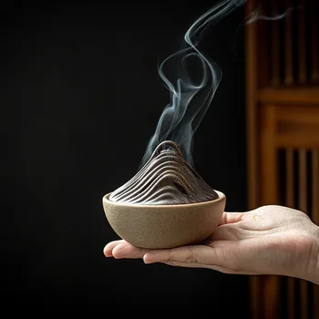 Keramik-Berg-Räucherstäbchenhalter mit Rückflussfunktion für Sandelholz, für Zuhause, Teezeremonie, Meditation
