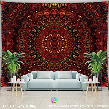Mandala Wandteppich Wandbehang Boho Wandtuch Raumdekoration Ästhetischer psychedelischer Hippie Sonne Mond