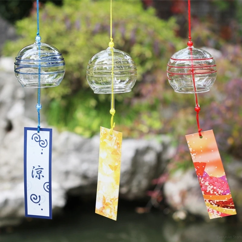 Japanisches Windspiel, handgefertigt, Sakura-Windspiel, Gartendekoration, Outdoor, Glas, Furin, Wandbehang