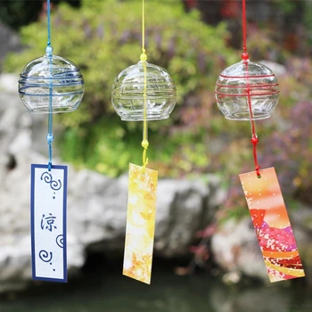Japanisches Windspiel, handgefertigt, Sakura-Windspiel, Gartendekoration, Outdoor, Glas, Furin, Wandbehang
