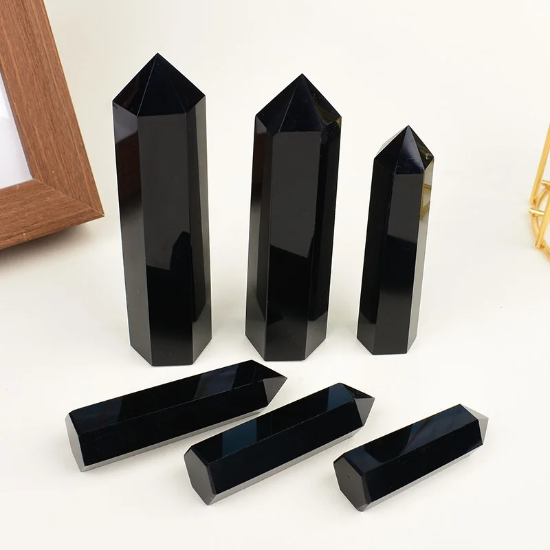 Natürlicher Obsidian-Kristall, Obelisk-Punkt, Mineralprobe – Bild 3