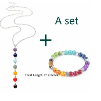 7-Chakra-Edelstein-Perlen-Halsketten- und Armband-Set - lebendige Yoga-Ausgleich für Damenschmuck