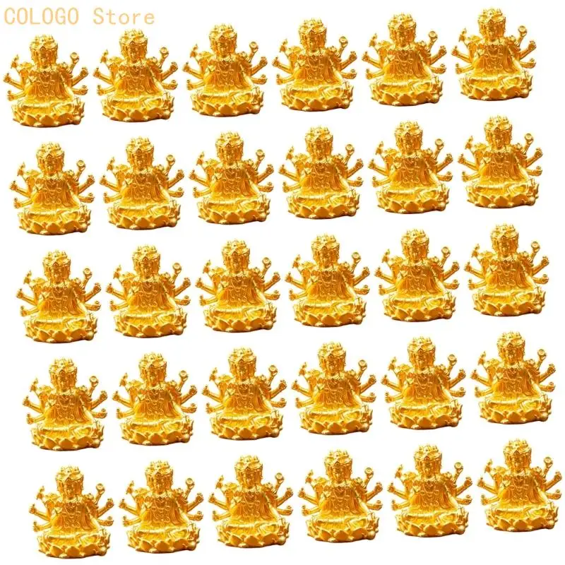 Kleine Sakyamuni-Statuen aus Kunstharz, große Mini-Gold-Buddhas-Statuen, Ornament-Kollektionen D0LD