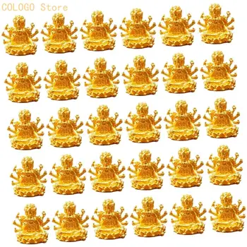 Kleine Sakyamuni-Statuen aus Kunstharz, große Mini-Gold-Buddhas-Statuen, Ornament-Kollektionen D0LD