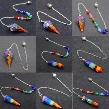 Modeschmuck Reiki Pendel Anhänger neues Design Geschenk 7 Chakra Orgonit Amulett Kette Sechseck Pyramide