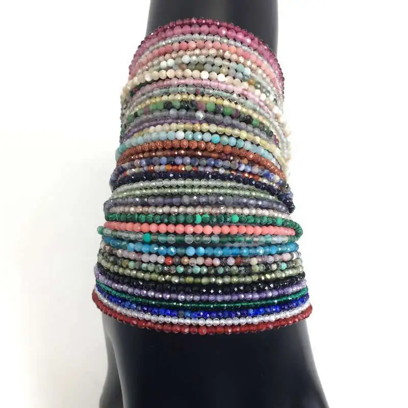 Einfaches Bohemian Naturstein Glanzperlen Halskette und Armband Set – Bild 6