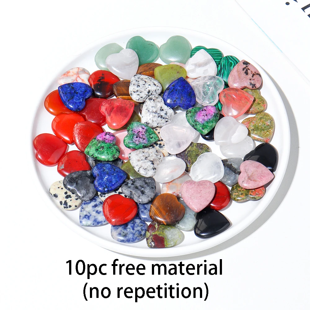 Natürliche Kristall Herz Schmuck Rose Quarz Liebe Zubehör Energie Juwel Dekoration (10 Stück)