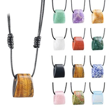 Halskette mit Anhänger aus Naturstein, Amethyst, Achat, Kristall, Choker, Charms für Damen und Herren