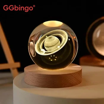 GGbingo 6cm Kristallkugel-Dekoration Astronomie Sonnensystem Planeten Mond Astronaut LED-Kugeln Heimdekoration