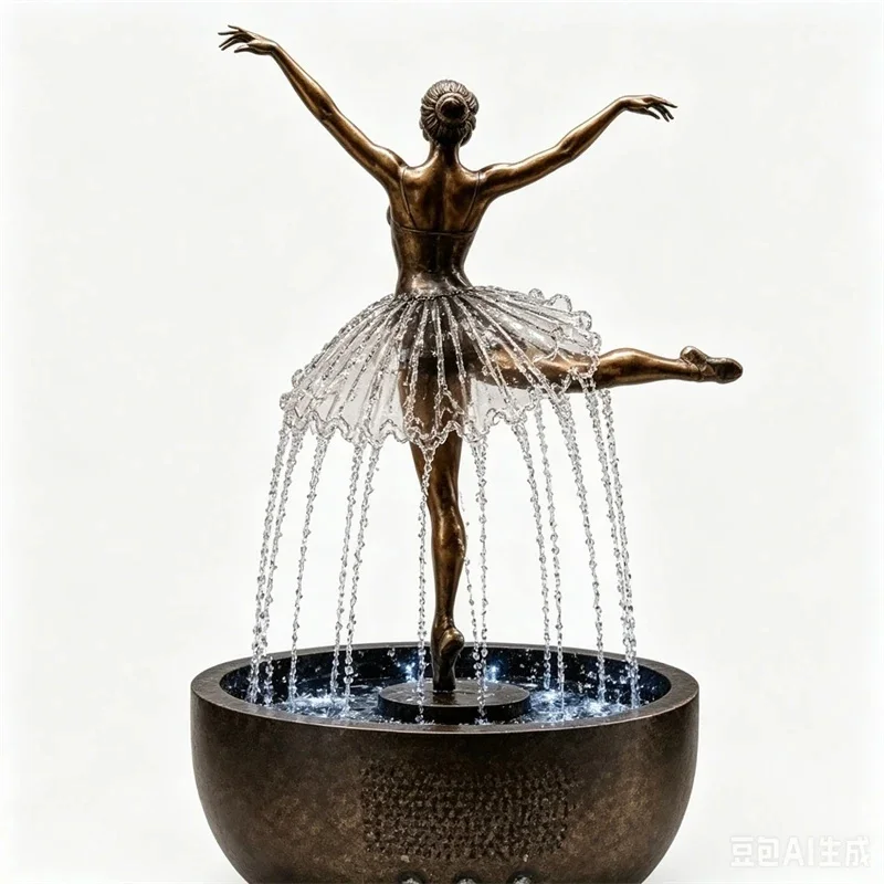 Eleganter Ballerina-Tischbrunnen im Vintage-Bronze-Stil – Bild 3