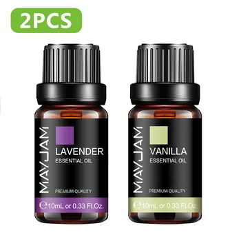 MAYJAM 2 Stück natürliche pflanzliche ätherische Öle, Lavendel, Jasmin, Eukalyptus, Vanille, Duftöl