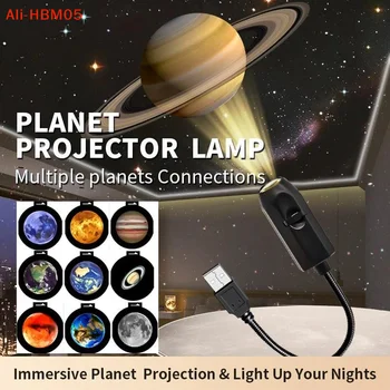 (HB05) USB-Deckenprojektor für Mond, Erde und Galaxie, Atmosphärenlicht, Sternenhimmel-Lampe, Nachtlicht