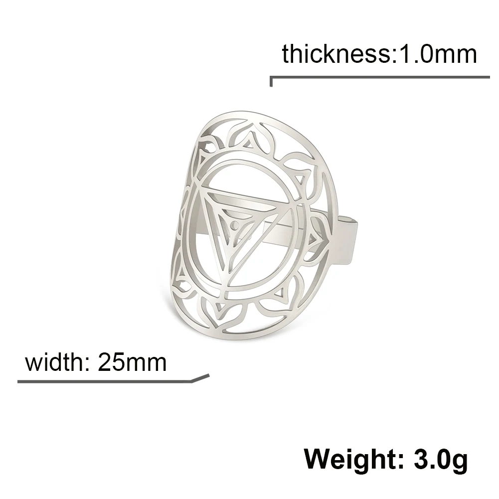 Skyrim Kali Yantra Meditation Ring Frauen Männer Edelstahl Gold Farbe Einstellbar Yoga Hindu Lotus Ringe