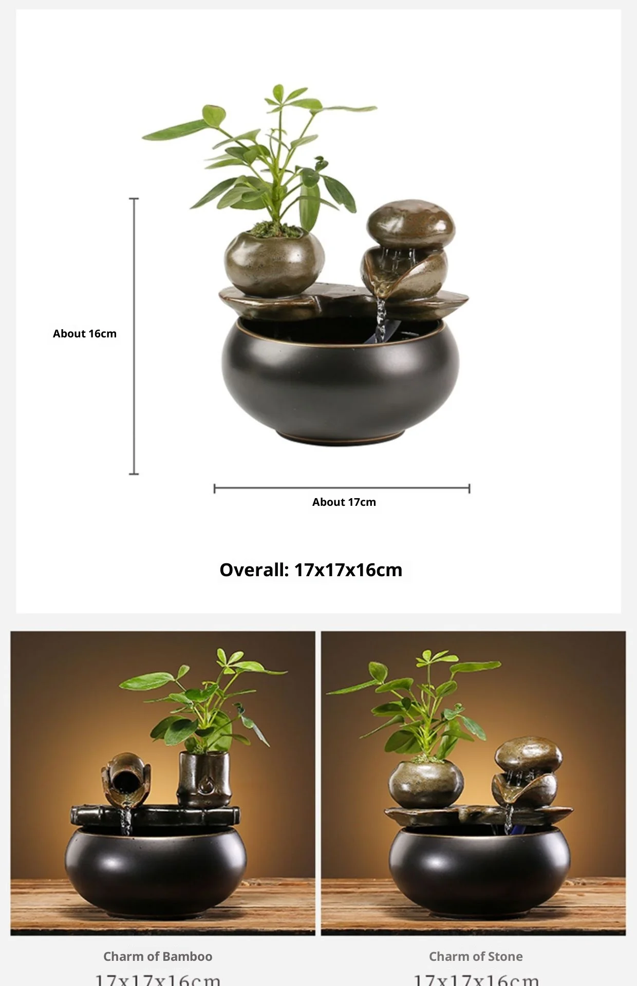 Keramik Wasser Brunnen Indoor Decor Zen Trinker Für Desktop Wasserfall – Bild 5