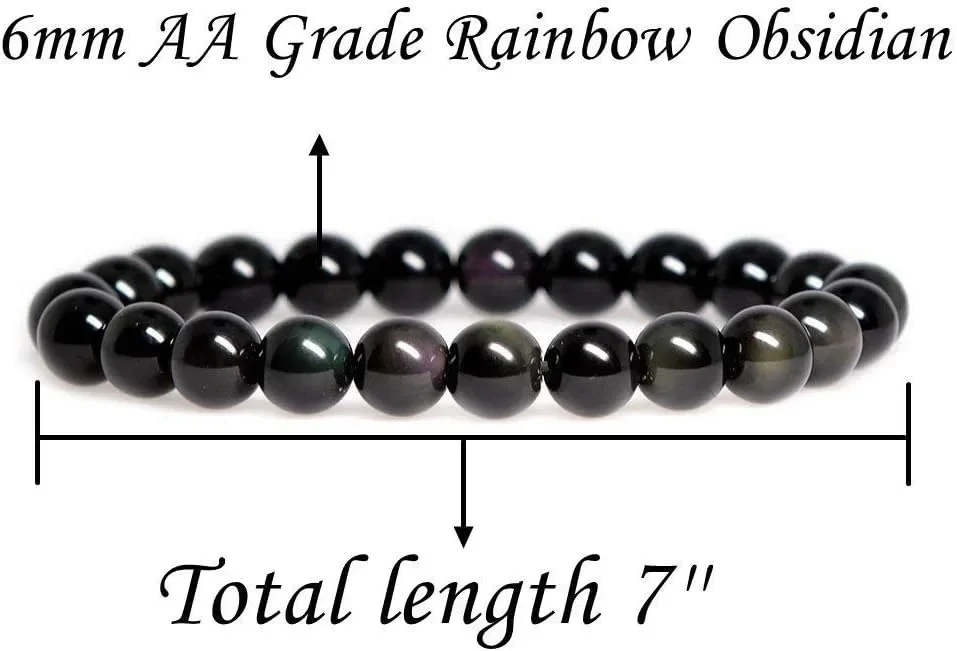 {Energie und Schutz} Obsidian-Armband, handgefertigt, elastisches – Bild 6