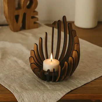 Lotus Holz-Kerzenhalter Handgefertigter Teelicht-Tischschmuck Hochzeit Weihnachten Rustikales Dekor Zubehör
